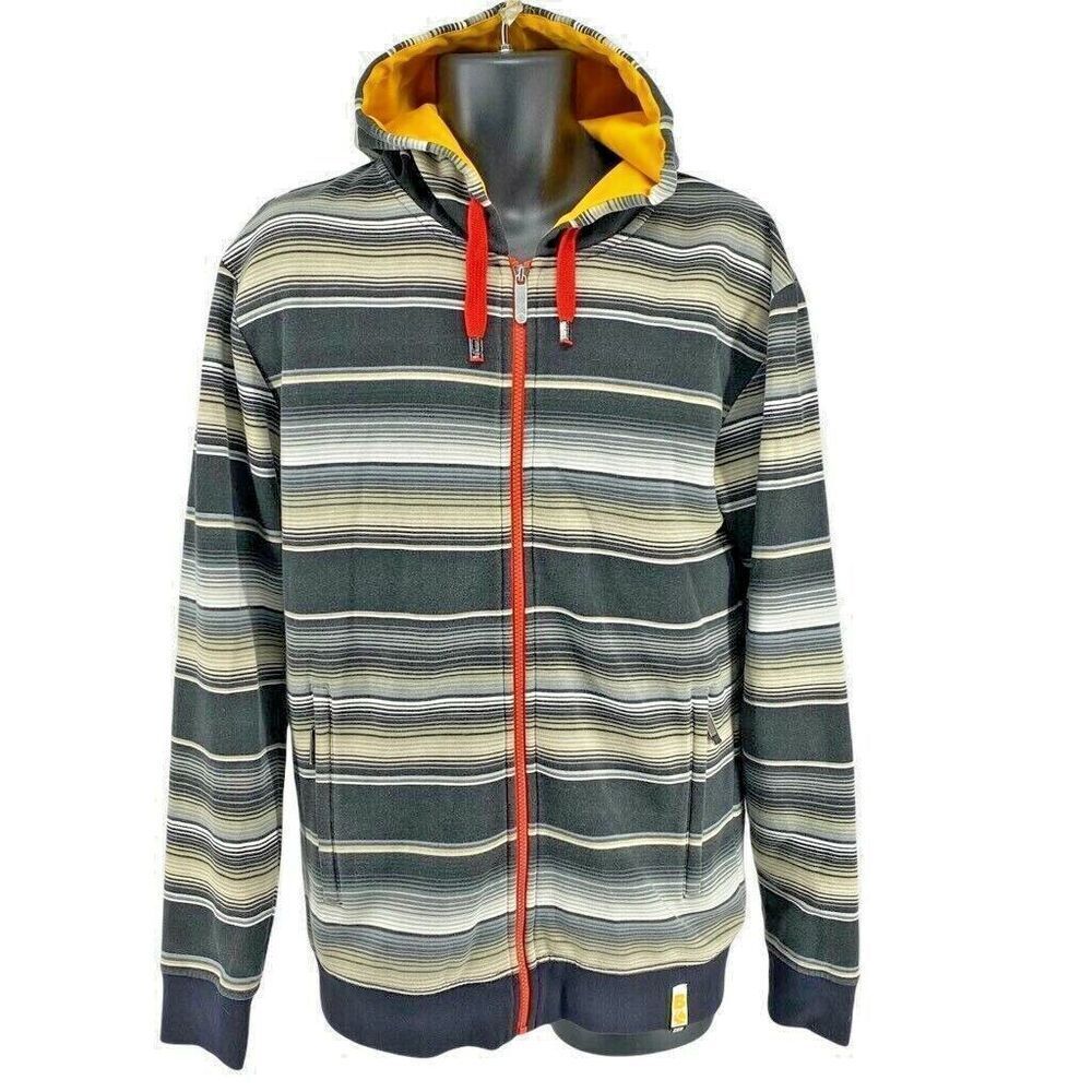 Bonfire Snowboarding Company Mens Fleece Zip Hoodie Sweatshirt Stripe S